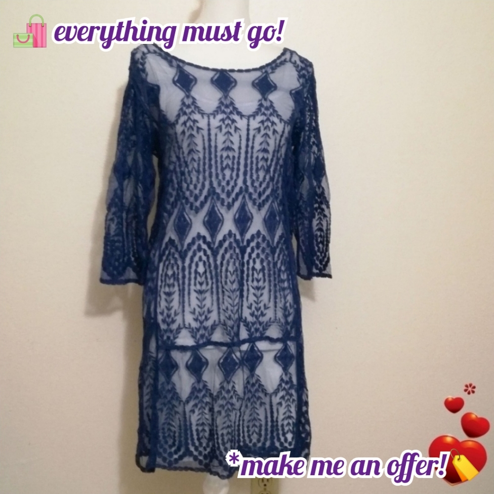 💙 Umgee Pretty Blue Lace Sheer Dress